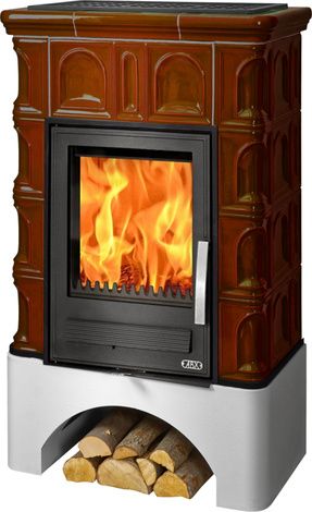 Печь-камин ABX Britania L, белый цоколь, коричневая в Звенигороде